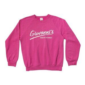 80s Vintage Giovanni’s Pizza Sweatshirt Pink Crewneck Restaurant Slogan.